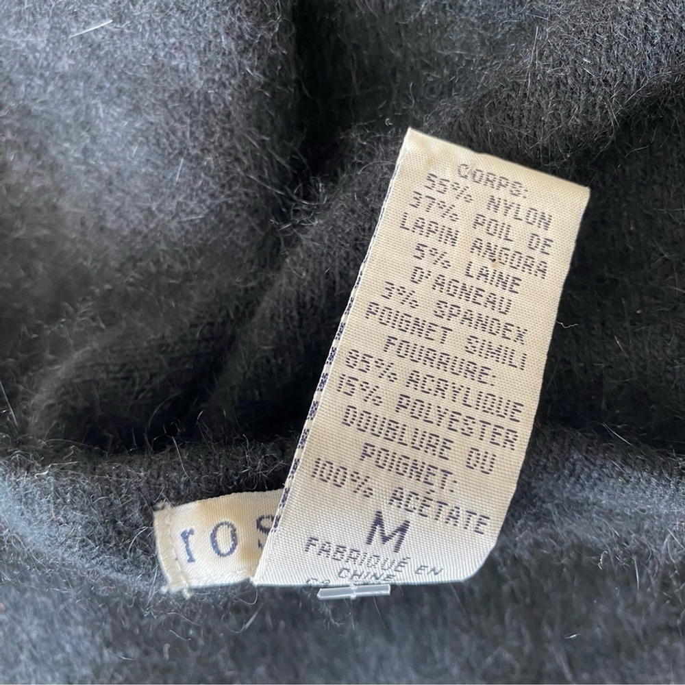 Vintage Rosanna Black Angora Lambs Wool V-Neck Long Sleeve Sweater Top MEDIUM - Picture 7 of 8